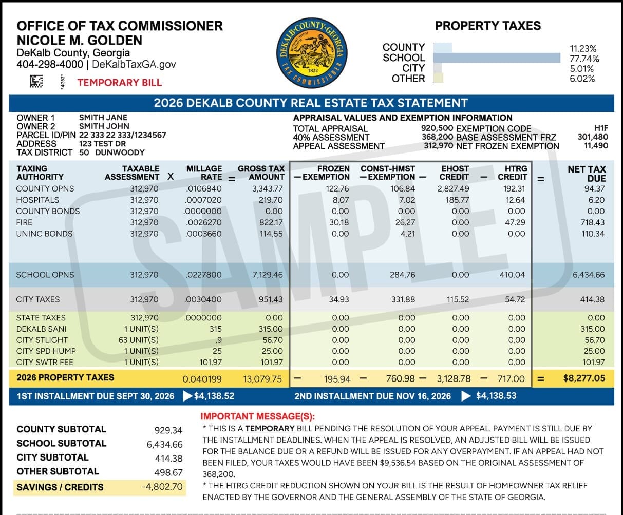2026 Sample Tax Bill