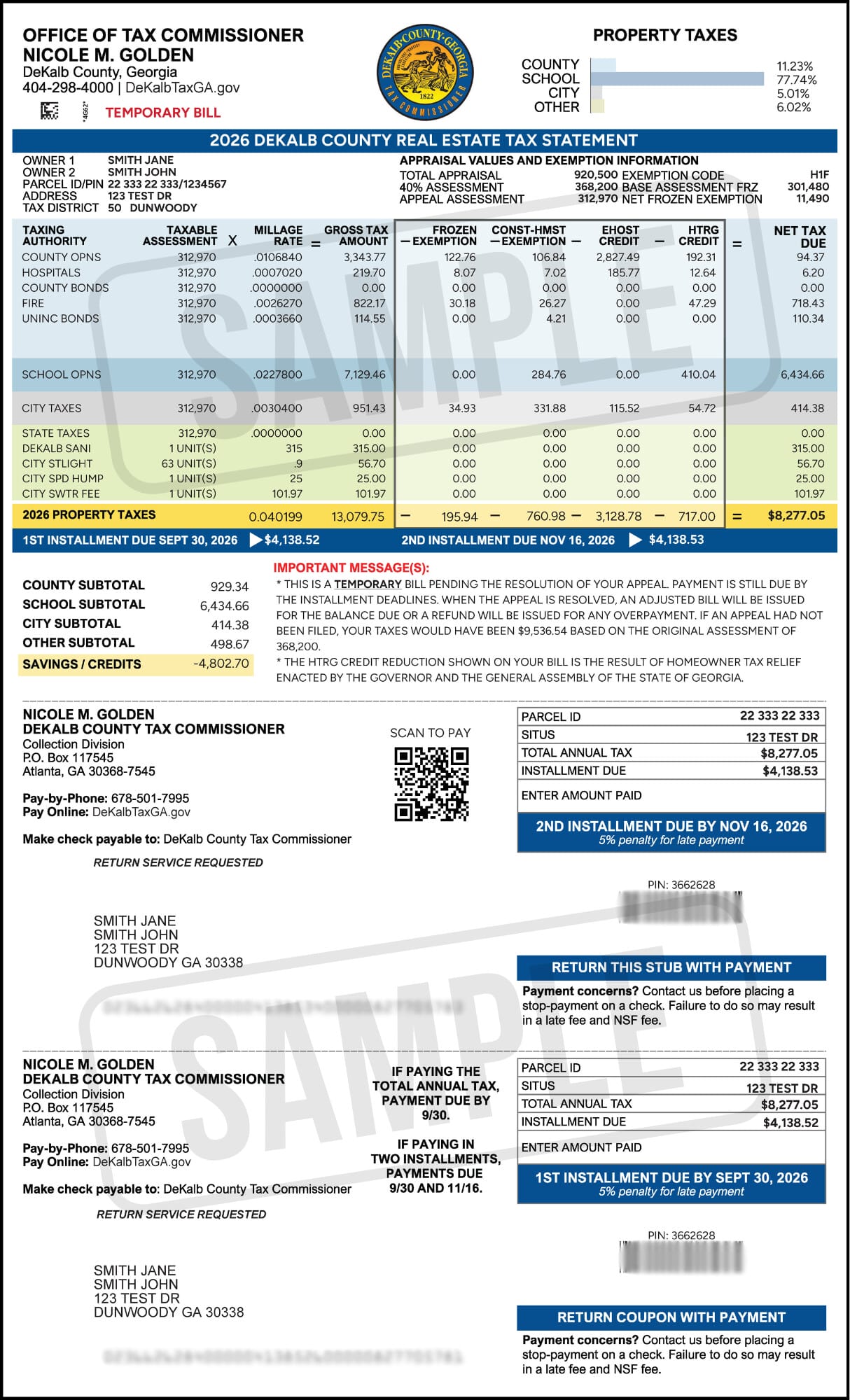2026 Sample Tax Bill